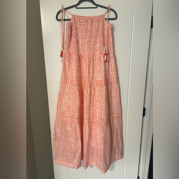 Marea Veranda Dress Size M Orange and White - Picture 2 of 5